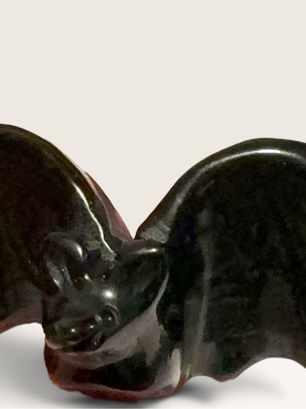 Black Obsidian Bat Figurine - Halloween Decorative Home Art - Picture 7 of 8
